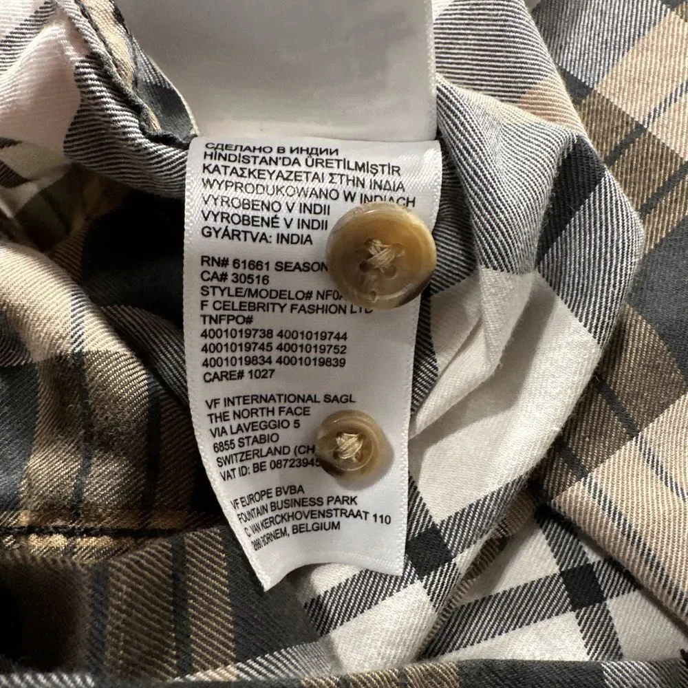 The North Face‎ Small Men's Brown, Black & White Button Down Collared Pocket